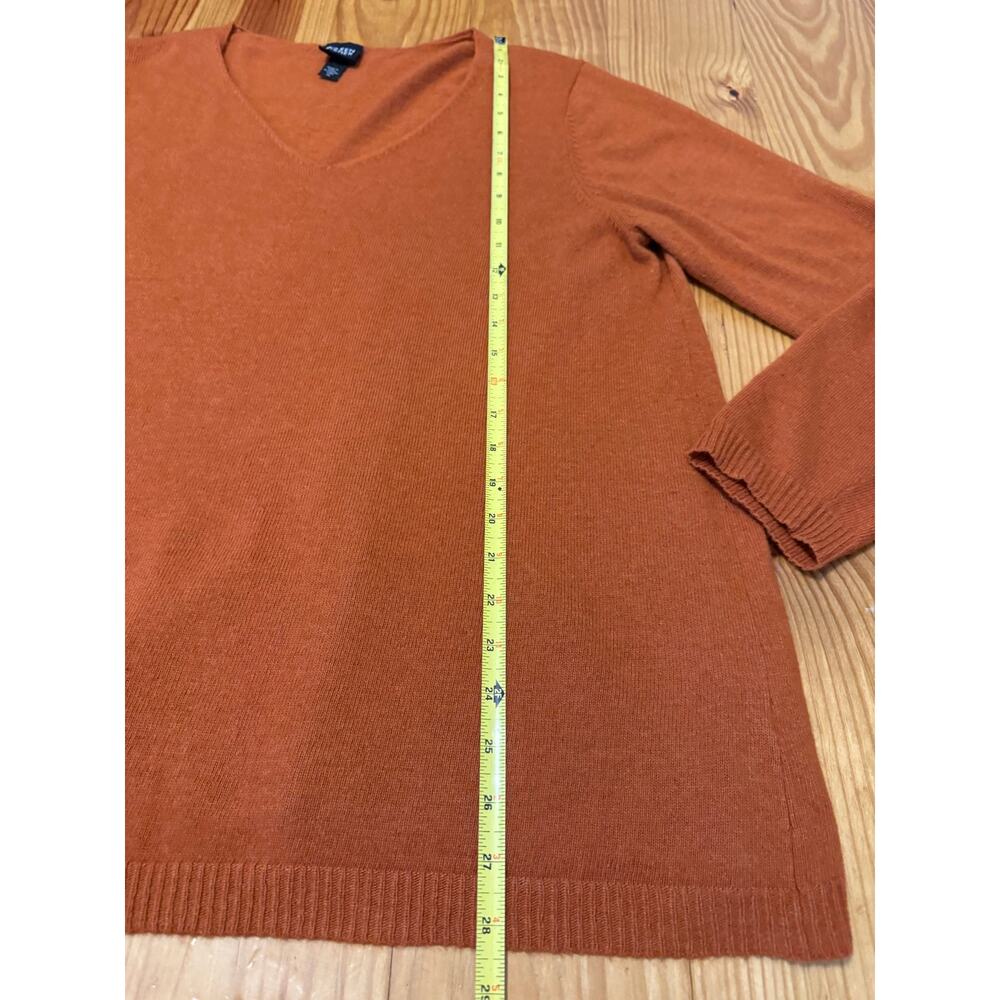 Eileen Fisher Wool/Cashmere/Angora V-Neck Sweater Lightweight Orange SIZE XL - Picture 5 of 9